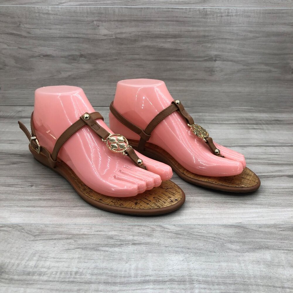 Arturo Chiang Sandals Womens 7M Brown Leather Buckle Strap Flat Shoes